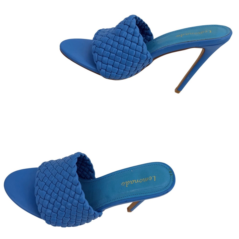 Lemonade Woven Mule Heels Women 8.5 Blue Braided Stiletto Sandals Twisted
